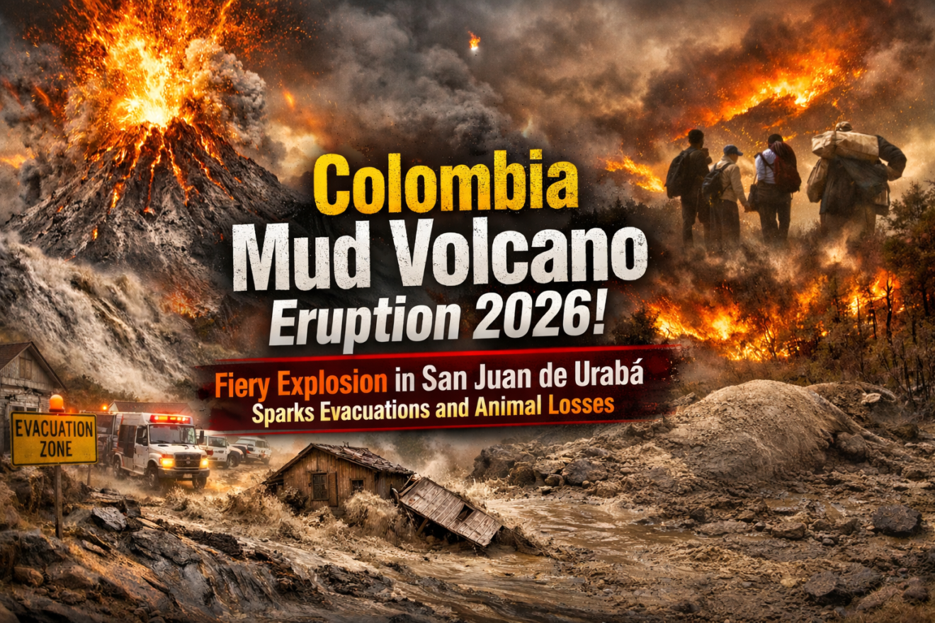 Colombia Mud Volcano Eruption 2026: Fiery Explosion in San Juan de ...