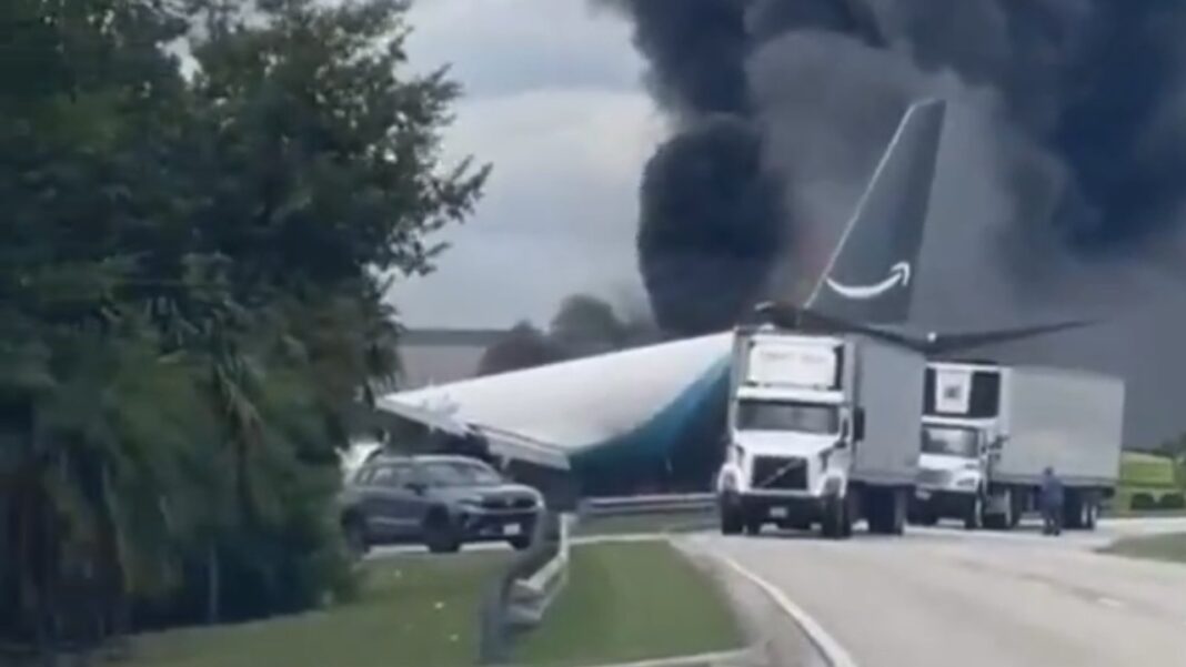 Amazon Cargo Plane Overruns Runway at Miami Airport, Catches Fire After Striking Vehicles