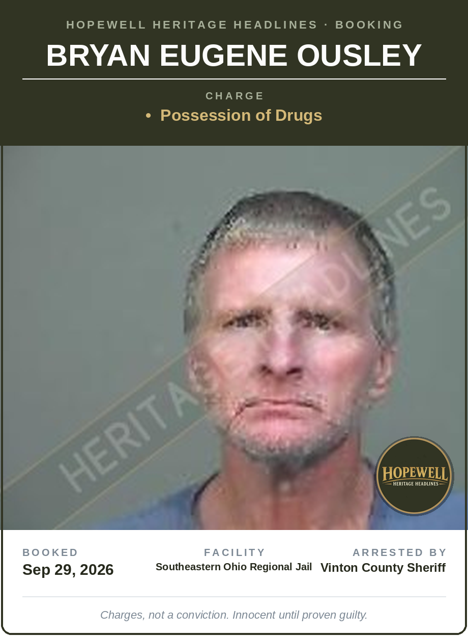 Booking card: Bryan Eugene Ousley