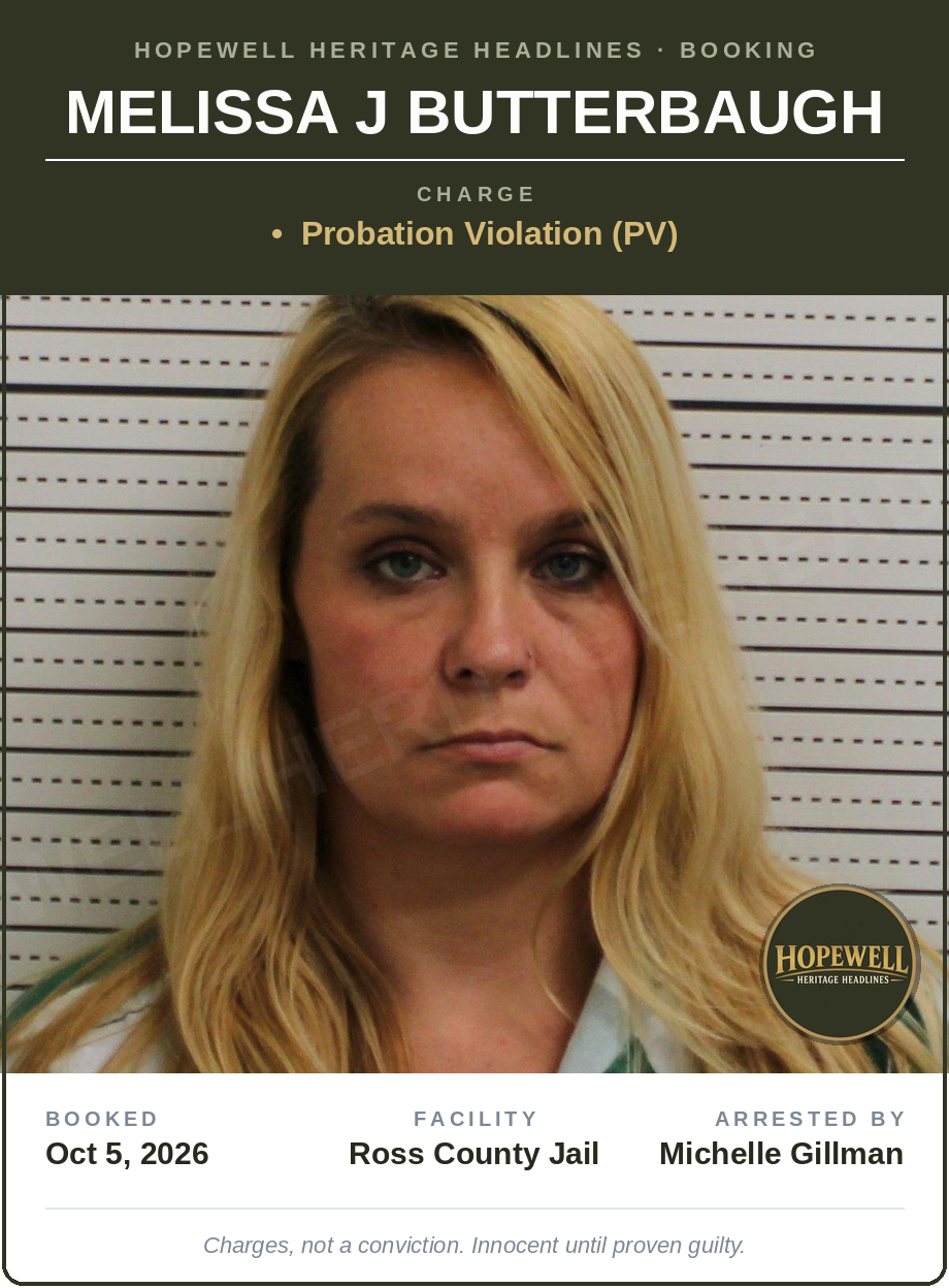 Booking card: Melissa J Butterbaugh