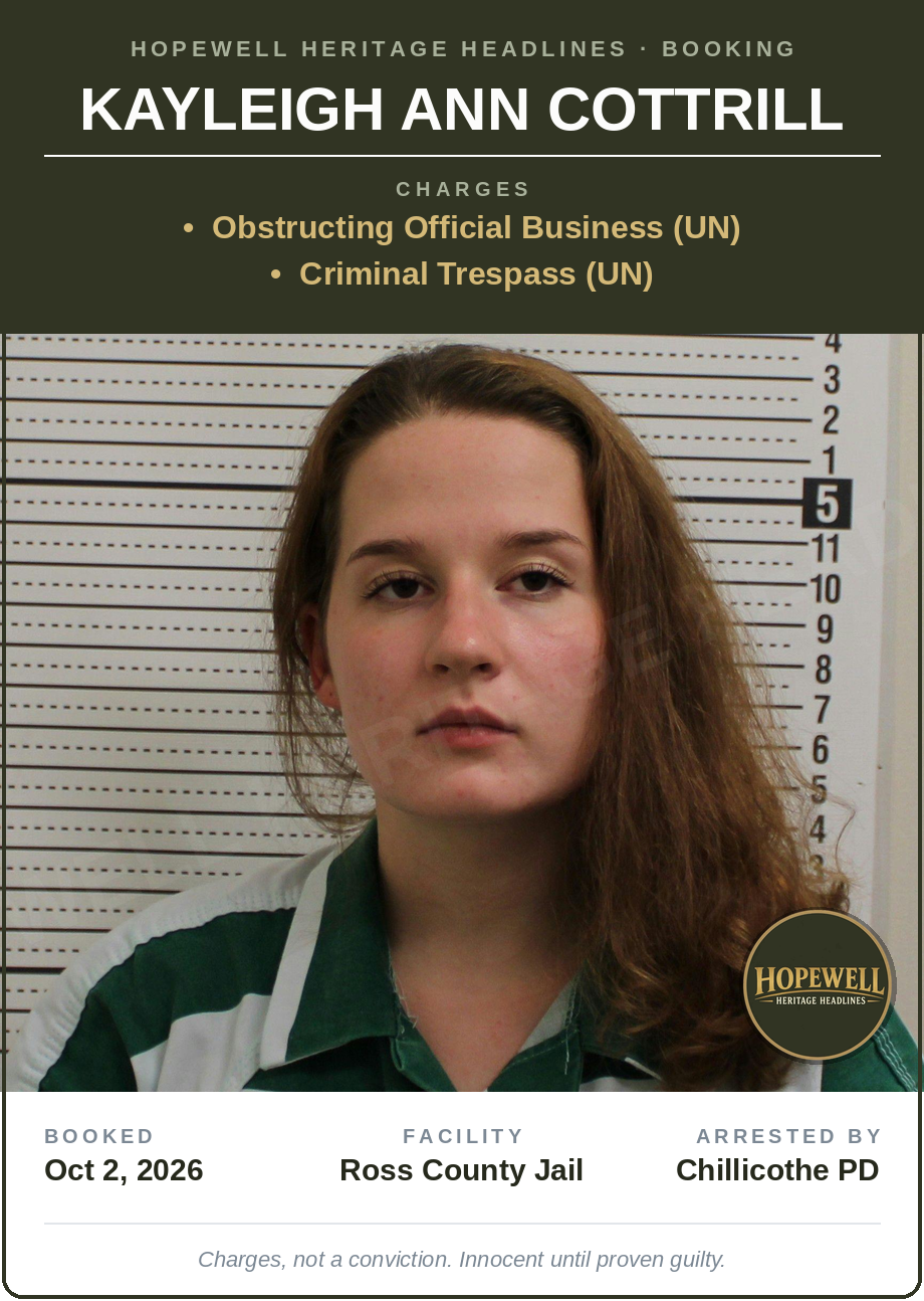Booking card: Kayleigh Ann Cottrill