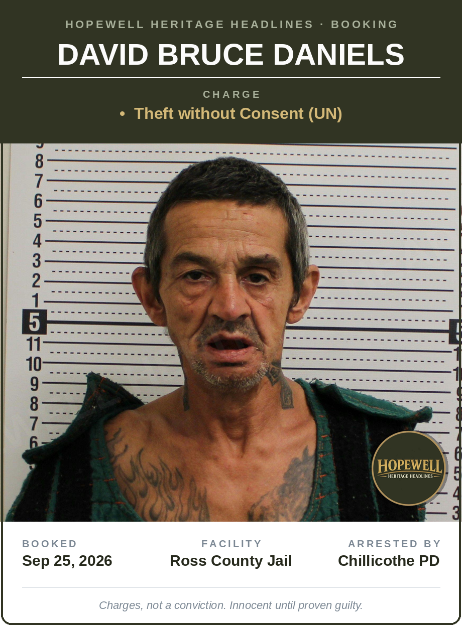 Booking card: David Bruce Daniels