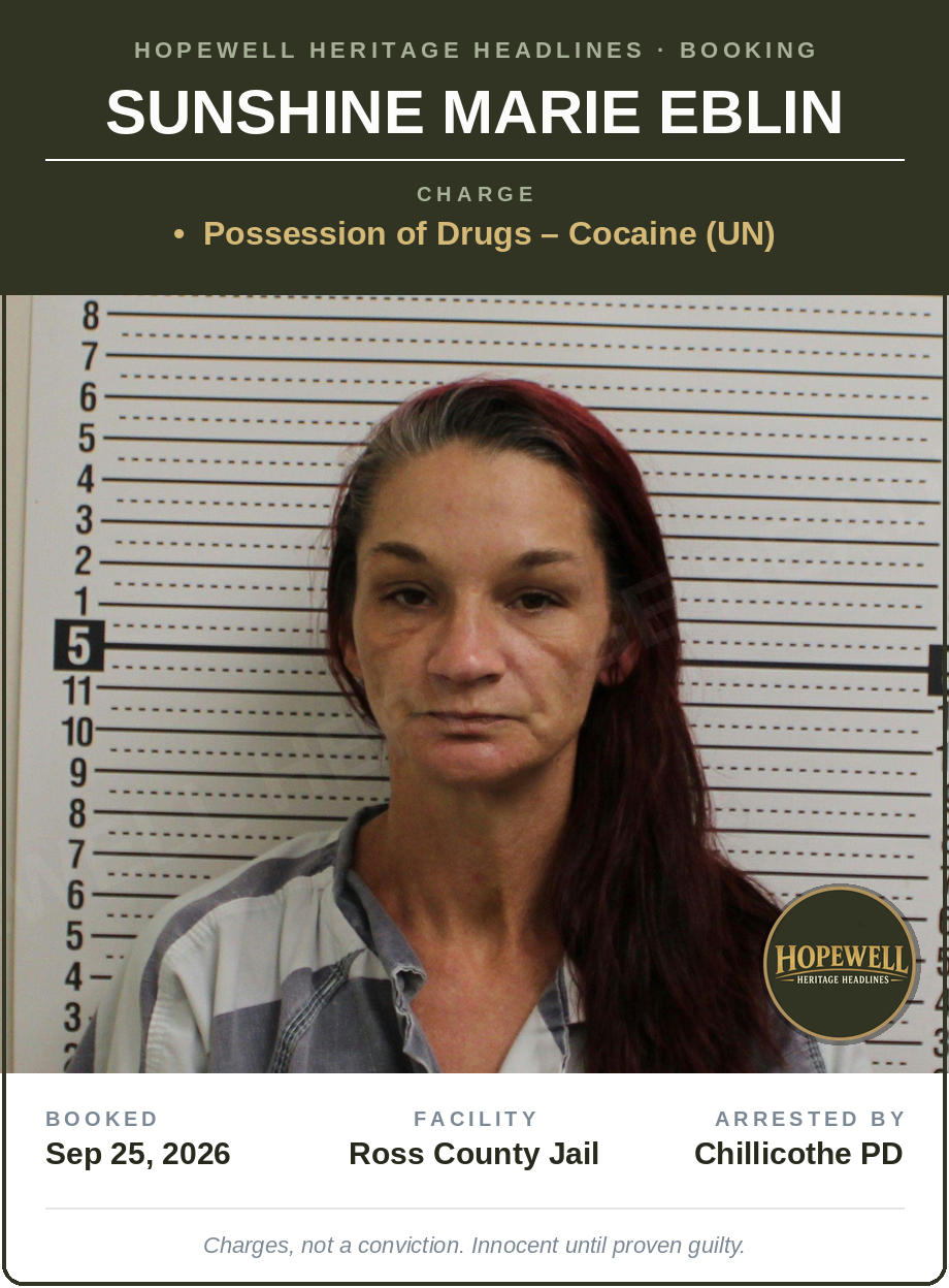 Booking card: Sunshine Marie Eblin
