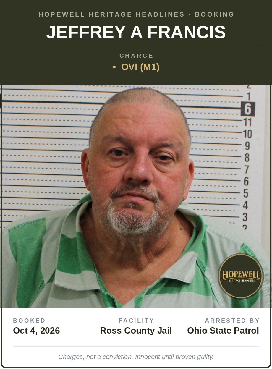 Booking card: Jeffrey A Francis