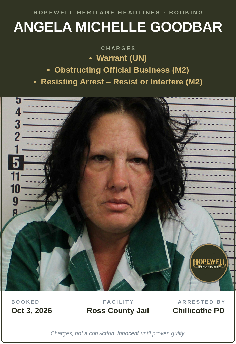 Booking card: Angela Michelle Goodbar