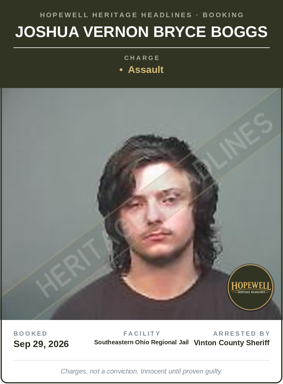 Booking card: Joshua Vernon Bryce Boggs