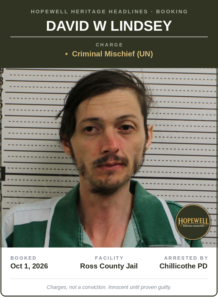 Booking card: David W Lindsey
