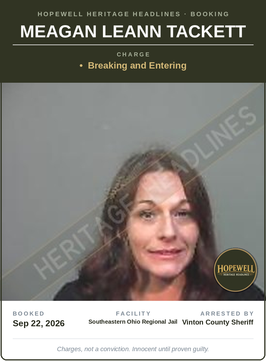 Booking card: Meagan Leann Tackett