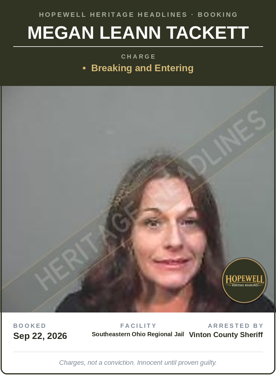 Booking card: Megan Leann Tackett