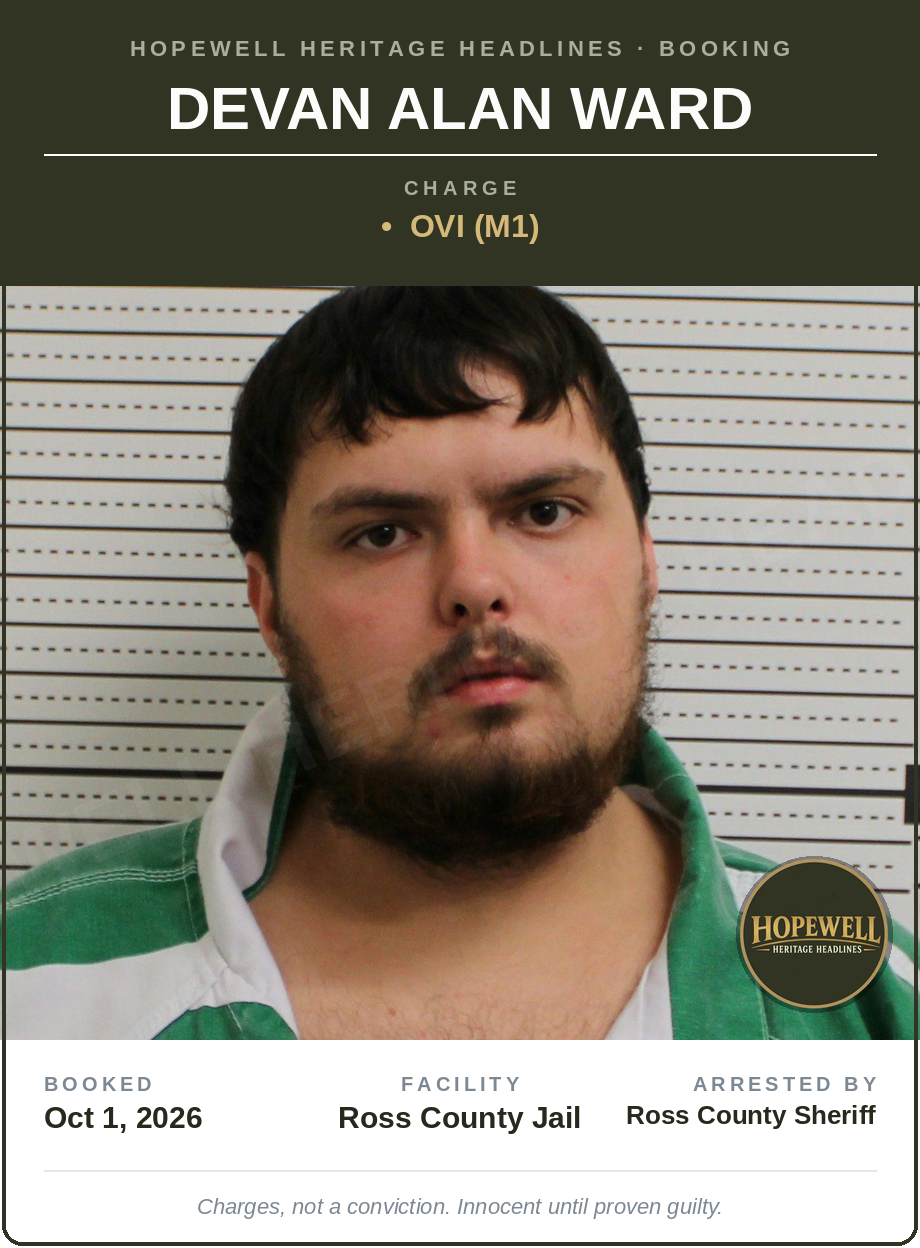 Booking card: Devan Alan Ward