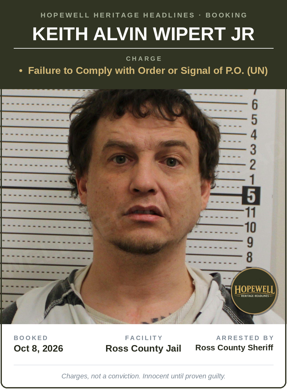 Booking card: Keith Alvin Wipert JR