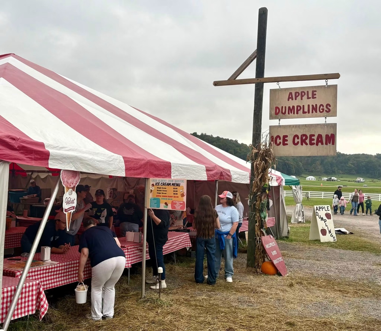 The Gallia Academy Choir Boosters apple dumpling and ice cream tent