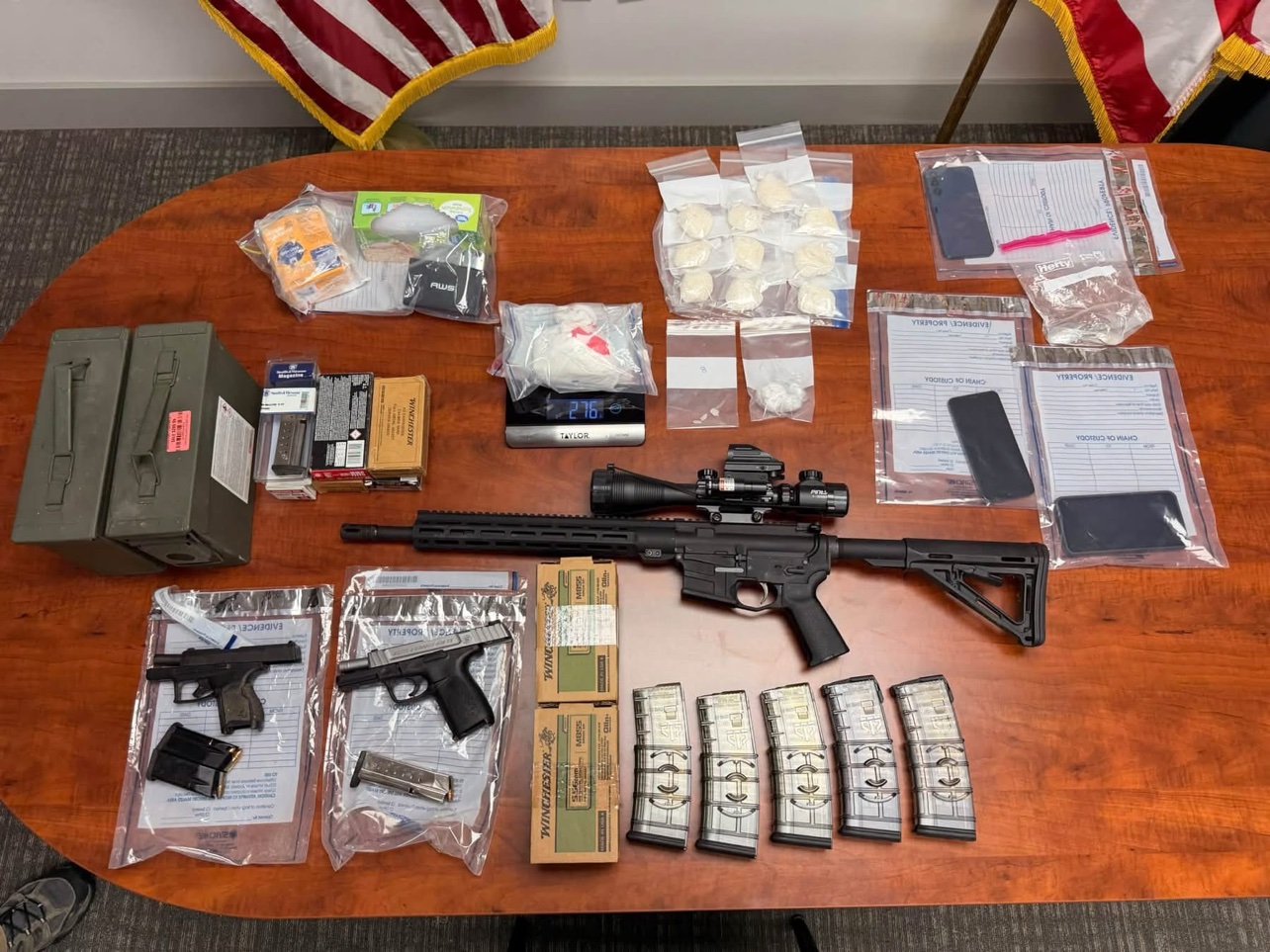 Suspected narcotics and firearms seized in the McCormick Road search warrant