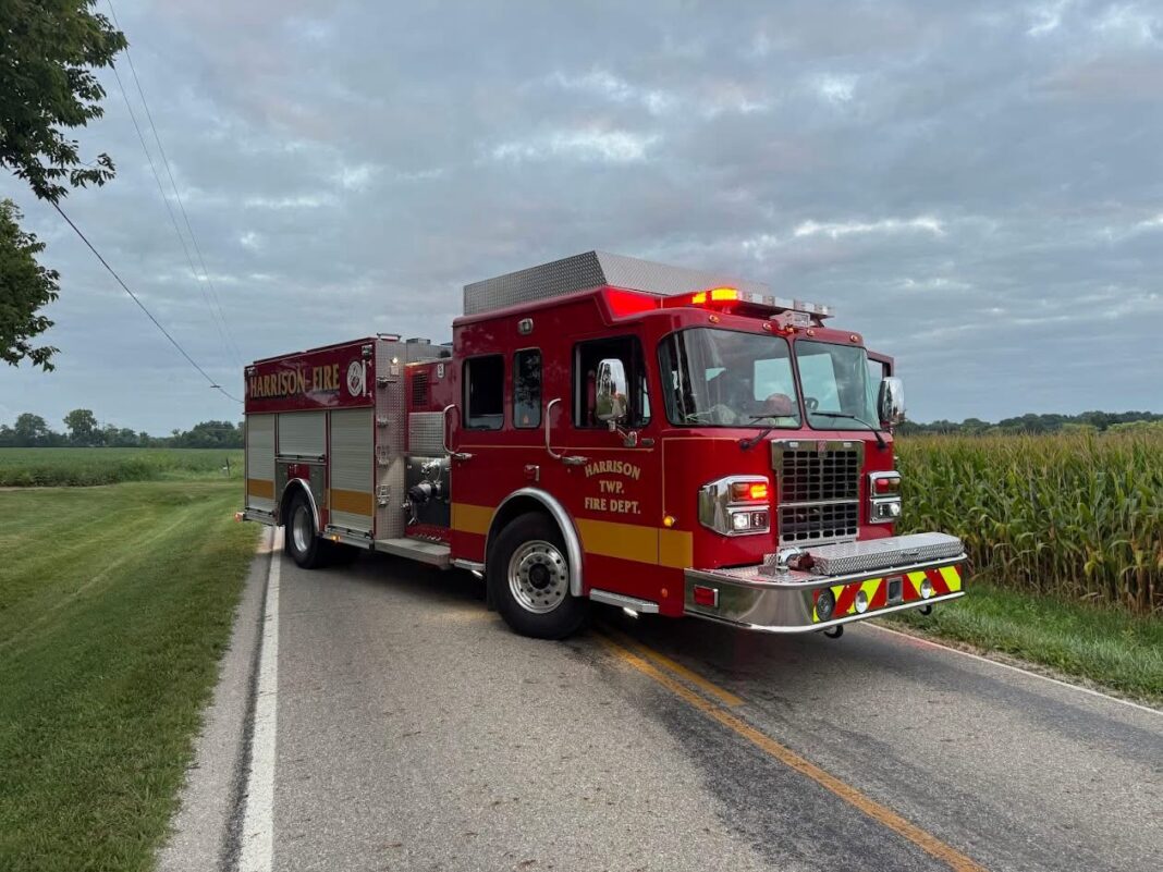 Crews Battle Combine Fire on Walnut Creek Pike