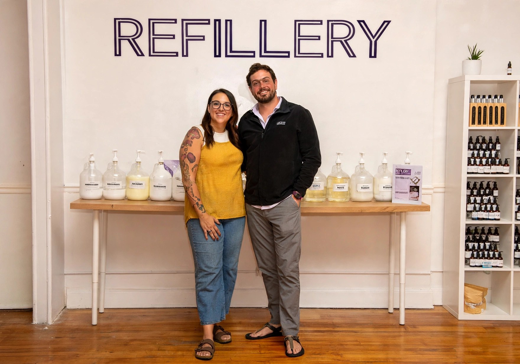 The owners of Maggie's Farm and Aromatics standing in the shop's refillery in downtown Chillicothe