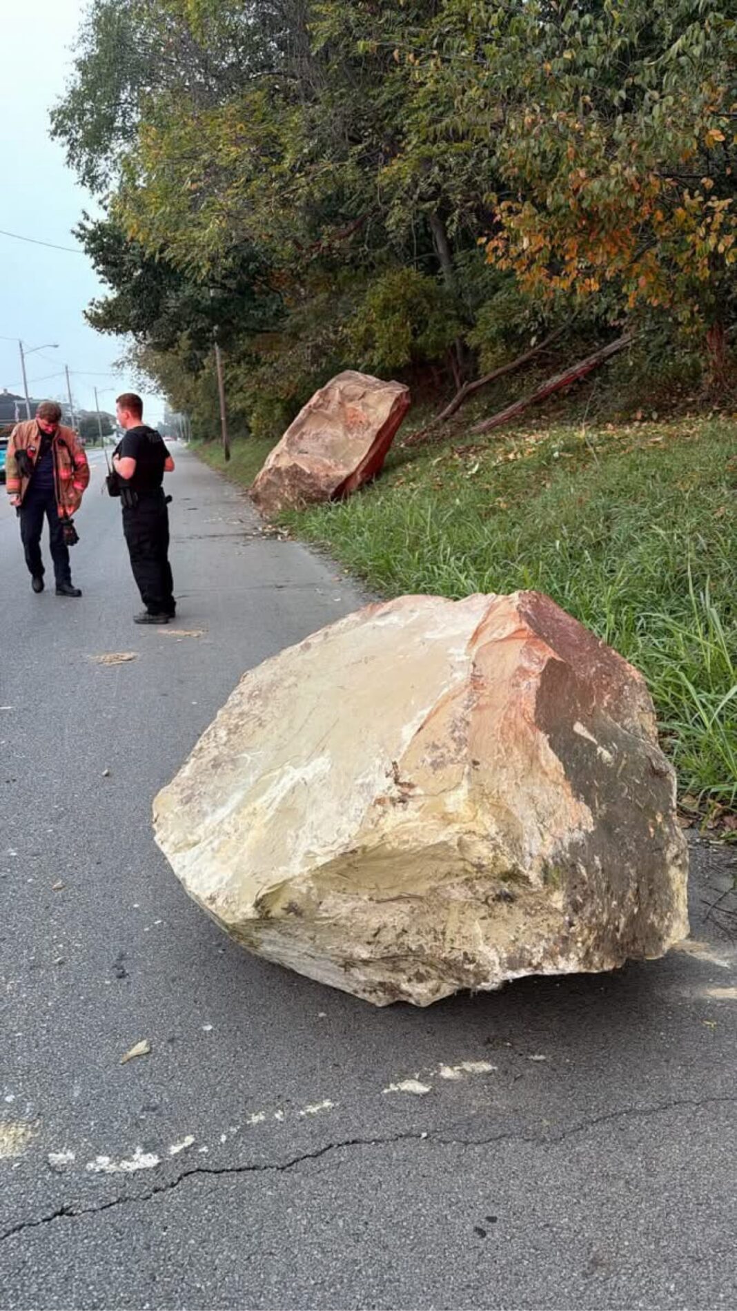 Rock Slide Drops Boulders Onto Gallia Street in New Boston; Road Down to One Lane