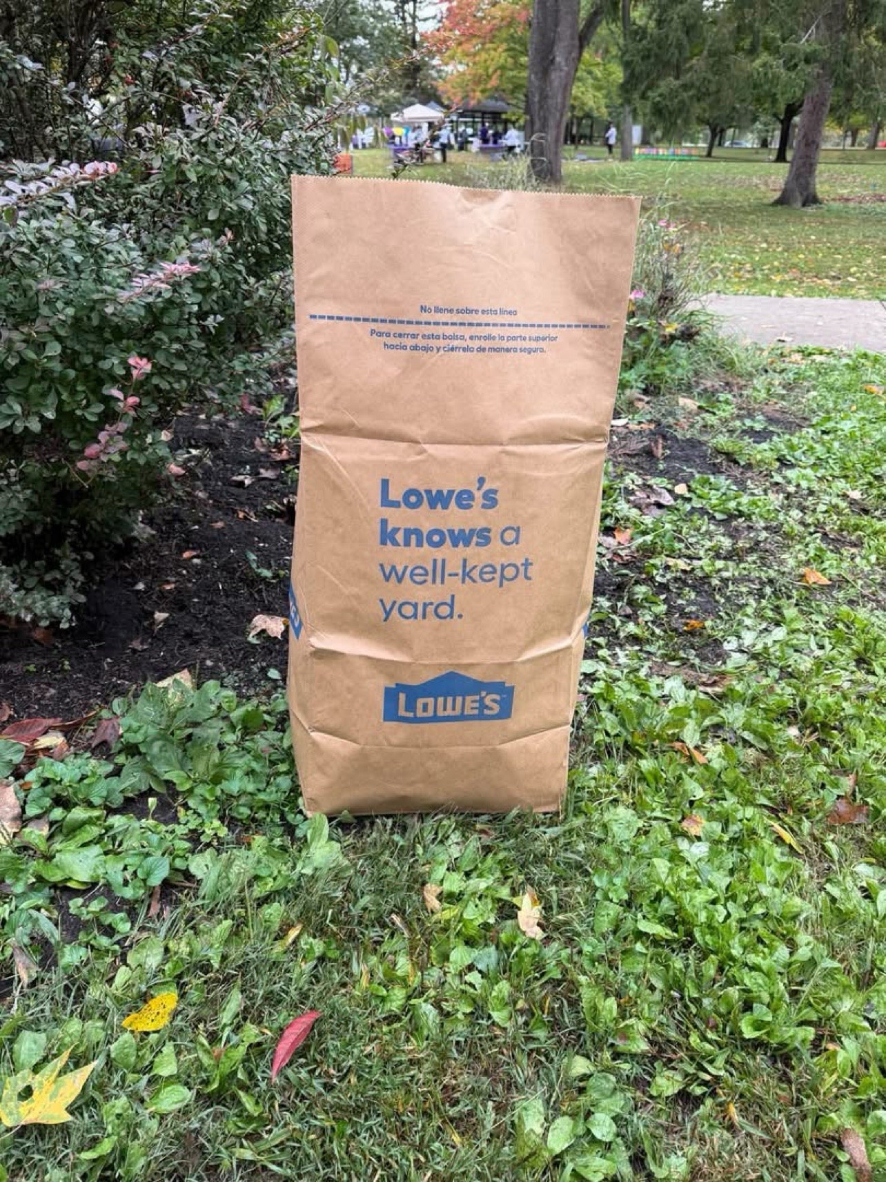 A filled yard bag from the Yoctangee Park cleanup